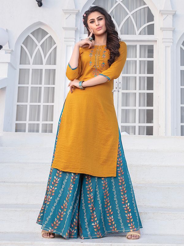 Buy THE JAZZBAAT Women's Printed Unstitched Pure Cotton Kurti Palazzo Pants  Set Material with Dupatta Unstitched Dress Material For Women (Yellow)  Online at Best Prices in India - JioMart.