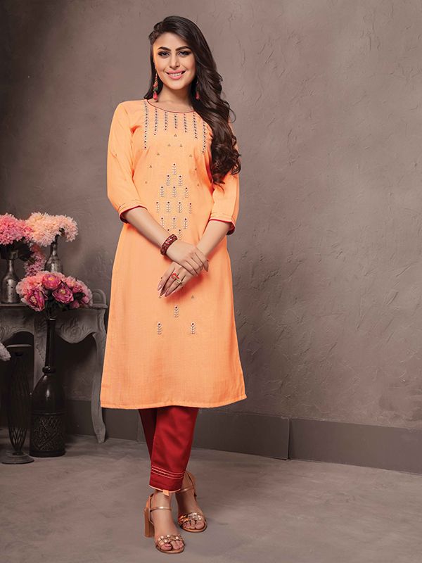 Top more than 196 orange colour kurti latest
