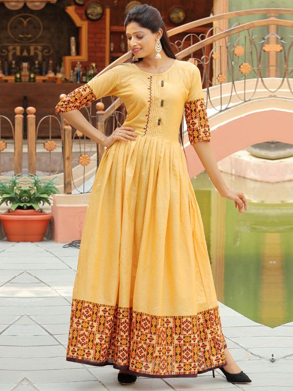Libas Women Mustard Yellow Embellished Kurta - Absolutely Desi