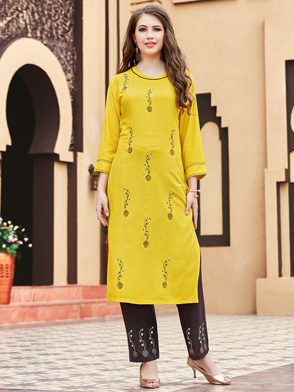 Yellow Colour Cotton From Kurti Design 2021 fancy kurti