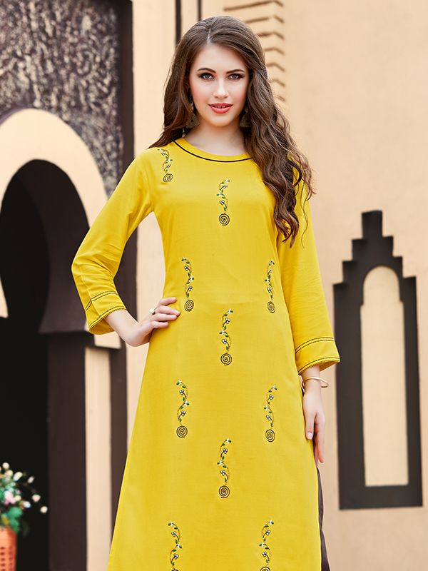 All Colors Short Sleeves Yellow And Black Ladies Fancy Kurtis at Best Price  in Patna  Fashion Jio