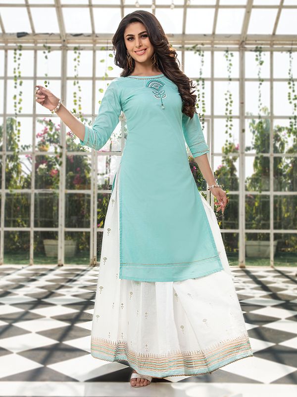 Chaya Asymmetrical Pull Up Sleeve Midi Dress in Sky blue | ikrush