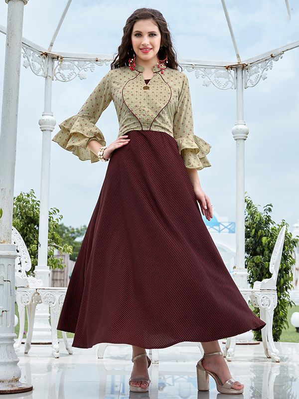 Stylish Designer Party Wear Prominent Pink Long Rayon Kurti with Separate  Jacket and Add on Hand Work - RJ Fashion