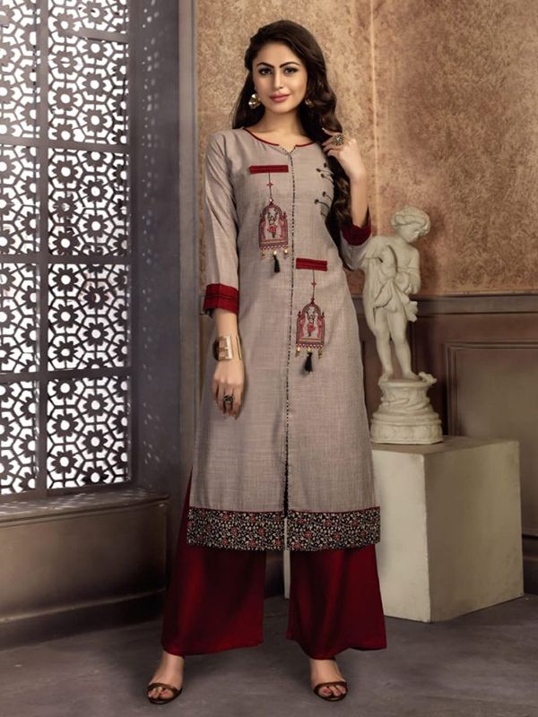 Multi Ladies Printed Rayon Kurti With Palazzo at Best Price in Mumbai | S A  Creations